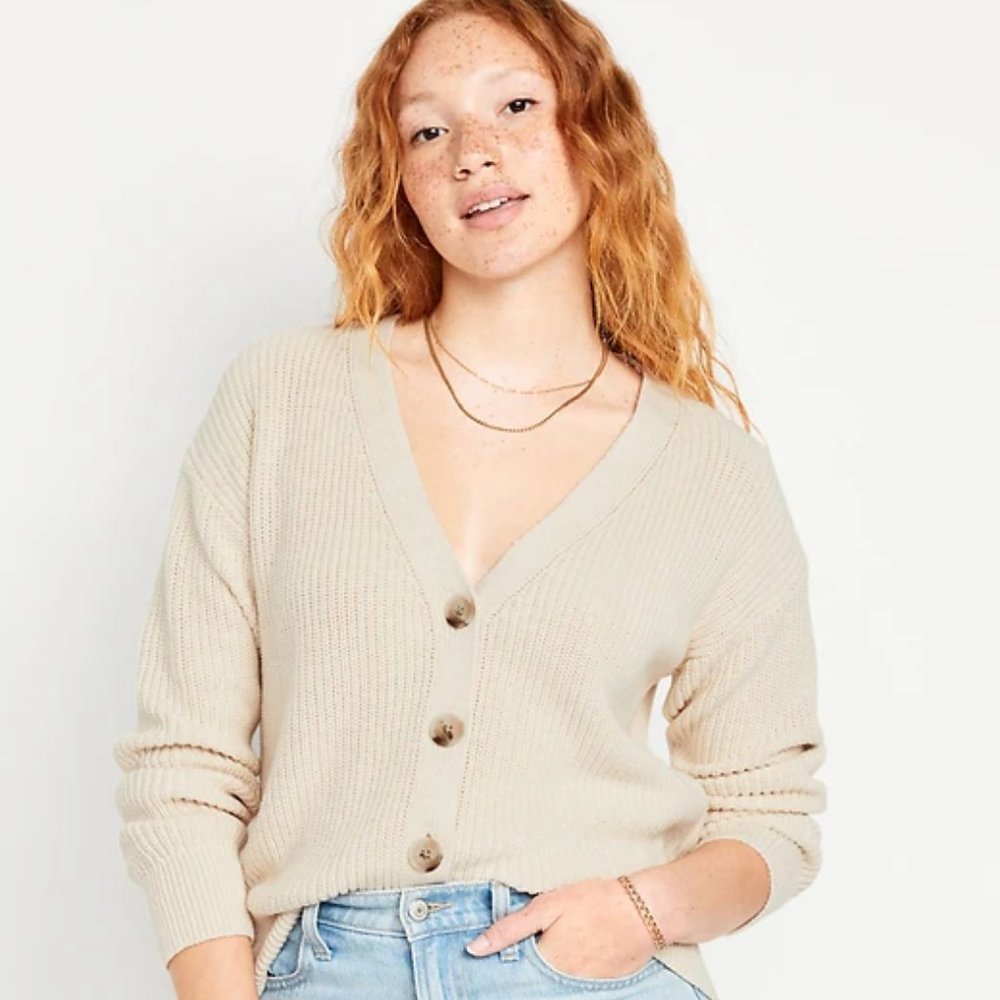 Old Navy cotton/Linen Blend Ribbed Cardigan